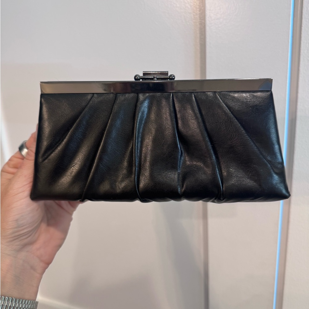 Gunne Sax Leather Black Clutch Bag